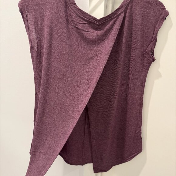 NEW Aritzia Wilfred Purple Anvers T shirt Split Back Cotton Tee Capsleeve Top XS - Picture 4 of 14